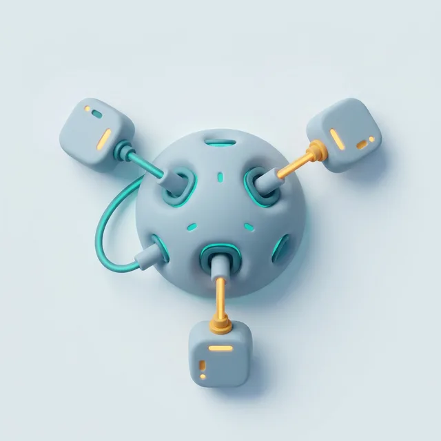 A central clay hub with plugin modules docking into it from three sides